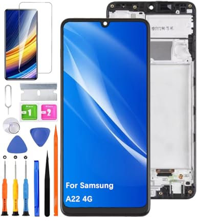 HLYGZX Écran pour Samsung Galaxy A22 4G TFT A225F A225F/DS A225M/DS Écran LCD de Rechange Assemblée réparation Kit (Noir avec Cadre)