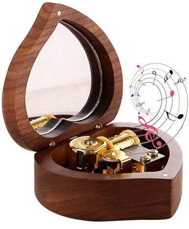 Bohemian Rhapsody – Herzförmige Walnuss-Spieluhr, 18 Noten, Mini-Musikboxen, Geschenke für Kinder, Mädchen, Frauen