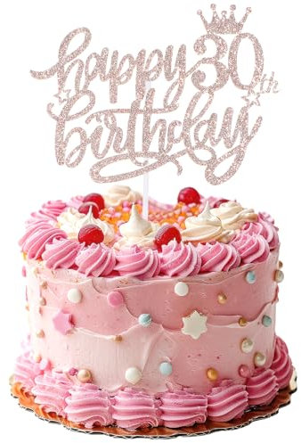 Prasacco Happy Birthday Cake Toppers, 30th Birthday Cake Topper Birthday Decorations for Girls Rose Gold 30th Birthday Cake Decor for 30th Birthday Anniversary Party Cake Decorations Supplies