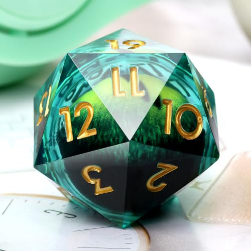 Spindown - D20 D20, dadi DNDND Liquid Core Dragon Eye a 20 facce con splendida confezione regalo per Dungeons and Dragons (verde)