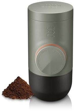 WACACO Minipresso GR2, Machine a cafe Portable pour l'extérieur Café moulu compatible, Cafetiere Portable 18 Bar à commande manuelle, Cafetiere on the go, ultra-petit pour le voyage, le camping
