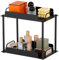Safona 2 Ebenen Standregal Badezimmer, Badezimmer Organizer, Kosmetik Organizer, Vanity Tray, Regal Küche Arbeitsplatte, Multifunktionales Gewürzregal, Organizer für Küche, Schminktisch, Schwarz