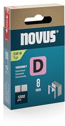 Novus Flachdrahtklammern Typ 53 F 8 mm (Rückenbreite: 11,3 mm, Drahtbreite: 1,25 mm, 1200 Stück, Material: verzinkter Stahldraht) 042-0789