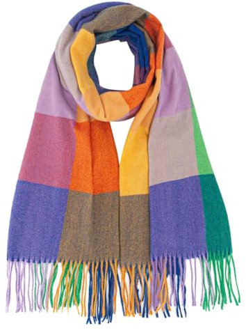 DiaryLook Warmer Deckenschal für den Winter, lang, kariert, weich, Wolle, Schottenkaro, Schal für Damen, bunt, Einheitsgröße