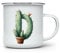 MAXIKIWI Langlebige Emaille-Kaffee- oder Tee-Camping-Tasse für drinnen und draußen, Aquarell-Kaktus-Alphabet, 350 ml