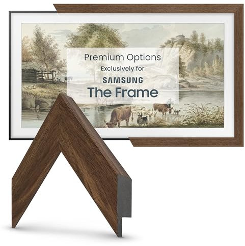 Frame My TV Deco TV Frames - Museum Walnut Slim Frame Compatible ONLY with Samsung The Frame TV (3, Chip Color)