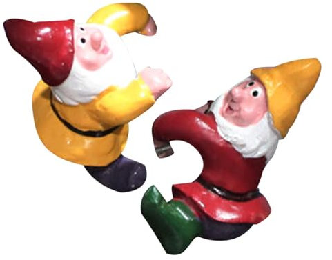 Set di 2 simpatici nani per vasi di fiori, decorazioni per vasi di fiori, statuette in resina, piccoli gnomi da giardino per casa, terrazza, prato