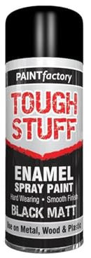 DIOXSTAR Enamel Black Matt Spray Paint, Fast Drying, Suitable for Wood, Plastic, Metal, Interior and Exterior Use, Hard Wearing & Smooth Finish, 400ml (1 PCS)