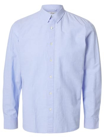 Selected Homme Herren Slhslim-Sun Shirt Ls Noos, Cashmere Blue 1, S EU