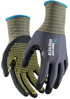 BLAKLADER Lot de 12 paires - Gants de travail nitrile avec adhérence par points 2935 - Gris clair 10 - Gants de travail