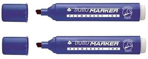 Agendepoint.it - 2 PEZZI - Marcatore Indelebile Tratto Marker Punta Scalpello - Blu