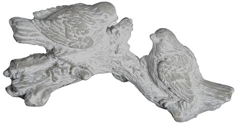 Generisch Vögel auf Baumstamm Deko aus Zement Grau H 10 cm