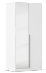 Rauch Möbel ALBA, Kleiderschrank, Farbe Weiß, Breite 91 cm | Schrank, 2-türig, mit Spiegel, Zubehör Basic, für Schlafzimmer, Kinderzimmer, Babyzimmer, Homeoffice, Garderobe, Flur