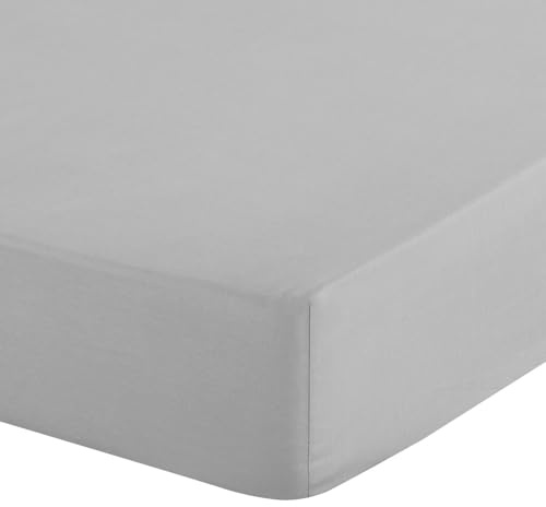 Eurofirany - Drap-Housse 220 x 200 cm - Drap Housse Basique en Coton avec élastique - Résistant - pour Matelas épais de 30 cm de Profondeur - Plusieurs Couleurs, argenté