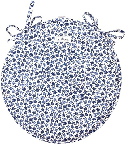 GreenGate Sitzkissen Dahla rund Stuhlkissen blau geblümt Ø38 cm