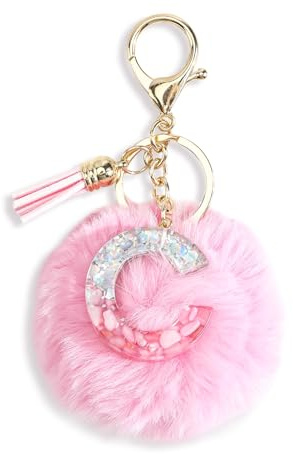 Porte-Clés Femme Avec Initiale, Charms Sac, Pendentif Lettre, Pompon Et Pompon, Porte Clé Personnalisé Bijou De Sac, Cadeau Collège Femme, Bijou De Sac à Main, Porte-Clés Pour Fille