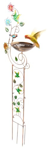 2 in 1 Vogeltränke Stehend Durchmesser 22cm Hoch 153cm Wetterfest Rostfrei Frostsicher Vogelbad Garten Metall Vintage Vogeltränke