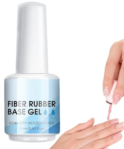 Fiber Gel for Nails - Clear Builder Base Gels | 15ml Nail Repair Gel for Broken Nails, UV LED Curing Required, Salon Manicure Supplies for Indoor Home Travel Outdoor Use, Long Lasting Strength