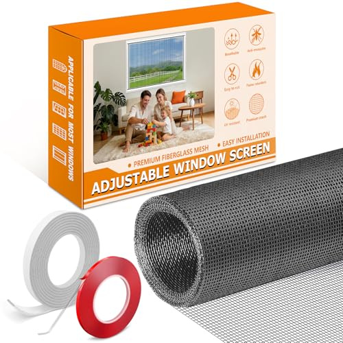 MLEJU Moustiquaire Fenêtre sans Perçage, 100x100cm, Retire Sans Traces | Filet en Fibre de Verre Anti-Insectes, Résistante aux Intempéries, Bande Auto-Collante, Découpable à la Dimension Souhaitée