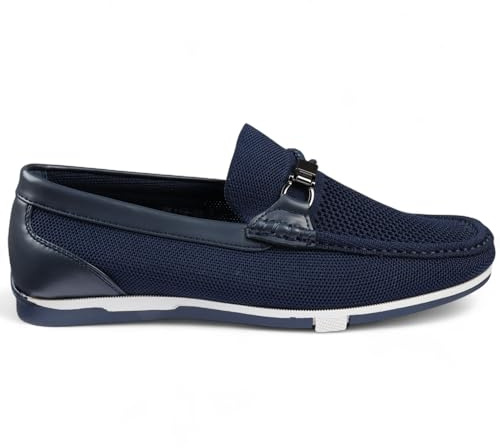 Infinity Leather Dolcetto Herren-Slipper aus marineblauem, leichtem Mesh-Material, atmungsaktiv
