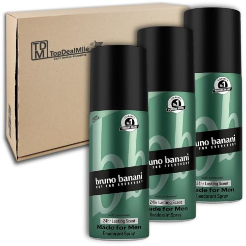 TopDealMile Lot de 3 déodorants en spray Bruno Banani Made For Men de 150 ml
