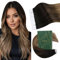 Ugeat Echthaar Extensions Tape 40cm Braun Blond Unsichtbare Tape in Extensions Echthaar Balayage Dunkelbraun haarverlängerung Glatt 50G 20 Stück für Party #2/6/12