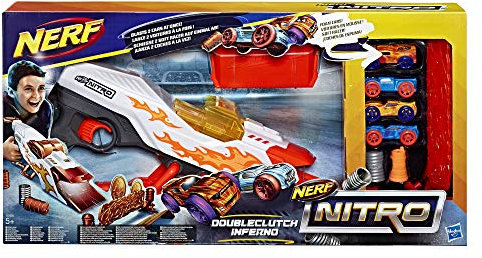 NERF Hasbro Nitro E0858EU4 Doubleclutch Inferno, Fahrzeugblasterset Multicolour