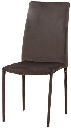 Italian Concept CRIBEL Set mit 4 Stühlen Betty, stapelbarer Stuhl mit Gestell aus Metall, mit Polsterung aus Polyurethan, komplett mit Samt, Asche, einzigartig