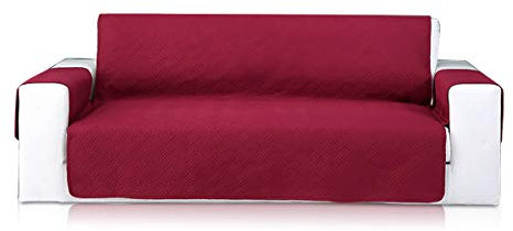 VanderHome Sofaschoner Schonbezug Sofaüberwurf Antirutsch Sofa Schutz Abdeckung Reversible Gesteppte Sofahusse Leicht für Hunde Haustieren Wohnzimmer (Rot, 3 Sitzer)