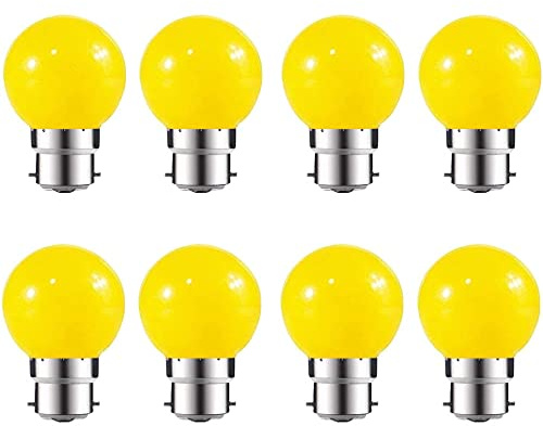 ZFQ 8 Pack B22 Bayonet Colored LED Light Bulbs 2W G45 Golf Ball Mini Globe Bulb Lighting Bulbs,Yellow for Outdoor Indoor String Patio Garden Party Christmas, Tree, Fairy Party Night Lights