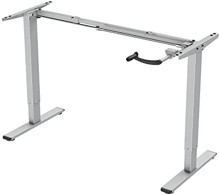 ALLDREI AS2 höhenverstellbares Tischgestell für Schreibtische, Kurbelverstellbares Tischgestell, bis zu 121 cm, 70 kg, 2-stufiges Tischgestell (Grau)