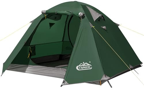 2-3 Personen Rucksackzelt mit Doppeltür 2 Vorraum, wasserdicht, winddicht, leicht, einfach aufzubauen, 3 Jahreszeiten, 2 Personen, Zelt für Camping, Wandern, Motorrad, Bergsteigen mit UPF 50+