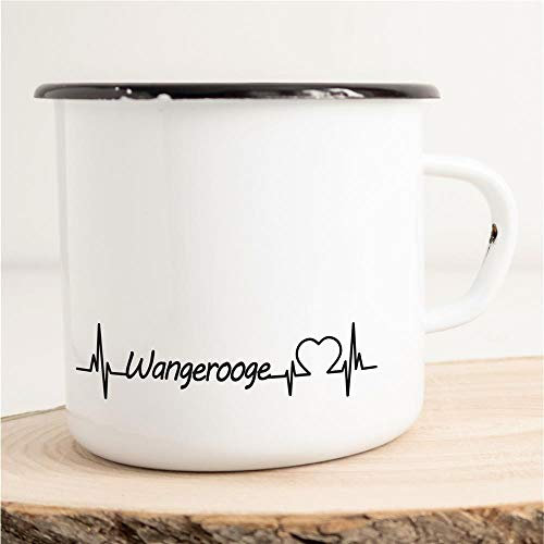 Huuraa Emaille Tasse Wangerooge Geschenk Kaffeebecher Vintage 300ml Wangerooge Geschenkidee