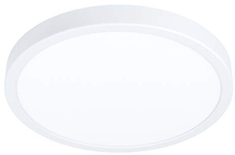 EGLO LED Deckenleuchte Fueva 5, Ø 28,5 cm, 1 flammige Aufbauleuchte dimmbar, Deckenlampe aus Stahl und einer Kunststoff Leuchtfläche in Weiß, LED Aufbaulampe warmweiß