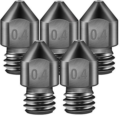 SIMAX3D 5PCS Düsen gehärtetem Stahl 0.4 mm 3D-Drucker Druckdüse 0.4mm MK8 Hochtemperatur-spitzverschleißfeste MK8-Düsen 1.75 mm für Filament Kompatibel Makerbot, Creality Ender 3/5