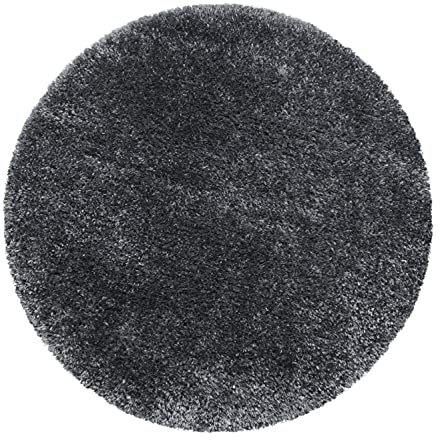 SIMPEX Teppich Wohnzimmer 80 cm Rund Hochflor Teppich Grau Moderne Einfarbig Design - Schlafzimmer Teppich Pflegeleicht Extra Weich Extra Flauschig - Carpet Living Room Deko