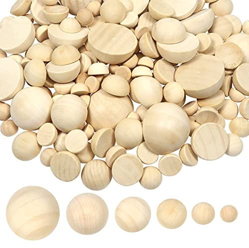 TOAOB 236 Stück Halbkugeln Natürliche Holzkugeln Mini Kugeln 12 bis 35 mm Unlackiert ohne Loch für Basteln Dekorationen und Partys DIY Projekte