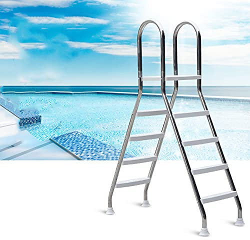 BOTOWI Above Ground Swimming Pool Ladder,304 Stainless Steel Steps Ladder,Max Load Capacity 500 Lb,Swimming Pool Double-Sided Escalator Supporting Equipment Climbing Ladder,4+4 H52
