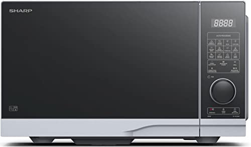 SHARP YC-PC254AE-S - Forno a microonde con griglia e aria calda, 900 W, 25 l, 10 livelli di potenza, funzione Eco, funzione scongelamento, colore: Argento/Nero