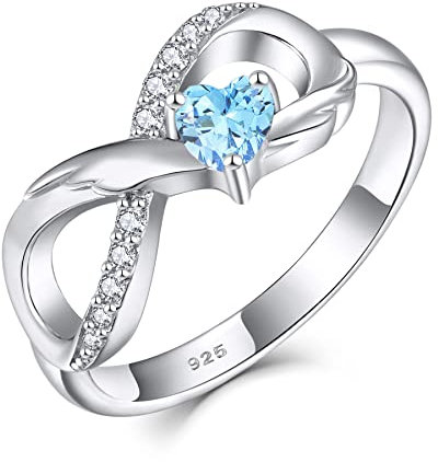 Starchenie Unendlichkeit Ring 925 Sterling Silber Herz Geburtsstein flügel Verlobungsring für Damen
