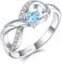 Starchenie Unendlichkeit Ring 925 Sterling Silber Herz Geburtsstein flügel Verlobungsring für Damen