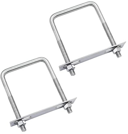 FOCMKEAS 2 Sets 304 Stainless Steel Square U-Bolts 3.54(90mm) Inner Width, 5.91(150mm) Length Stainless with M10 Nuts, Frame Plate, Accessories for Automobiles Trailer, Boat Trailer Industrial Parts