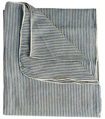 Lilano, Leichte Merino/Seide Ringel Babydecke, 70% Wolle (KBA), 30% Seide, 210Gr./m² (Marine Geringelt)
