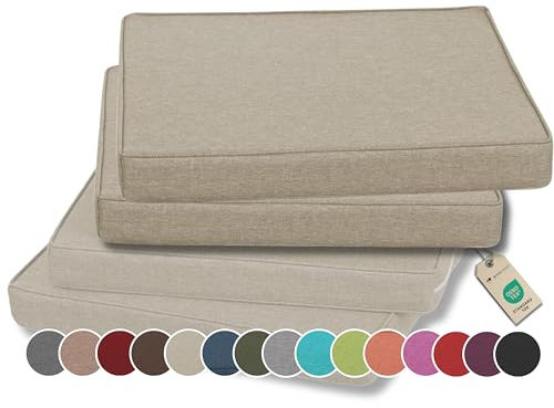 Gutekissen® Stuhlkissen Polsterauflage Auflage für Stühle/Bänke für Haus und Garten Sitzauflage Gartenkissen Sitzkissen viele Farben FK5 (45x45, Creme, 2)