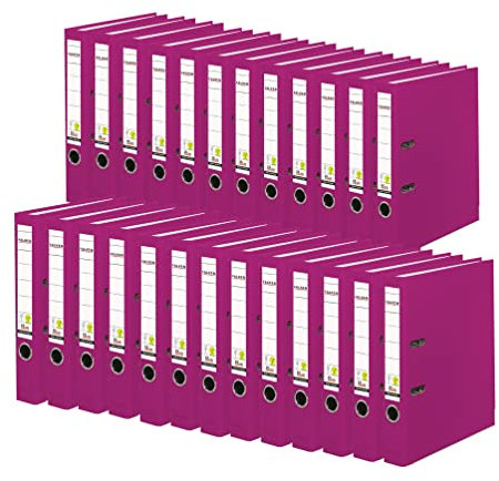 Original Falken 25er Pack PP-Color Kunststoff-Ordner. Made in Germany. 5 cm schmal DIN A4 brombeere Ringordner Vegan Aktenordner Briefordner Büroordner Plastikordner Schlitzordner