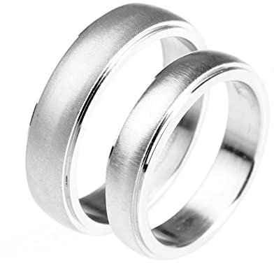 Aotiwe Partnerringe, Ringe für Männer Christ Gebürsteter Silber Ring Edelstahl Größe Damen 52 (16.6) & Herren 57 (18.1)