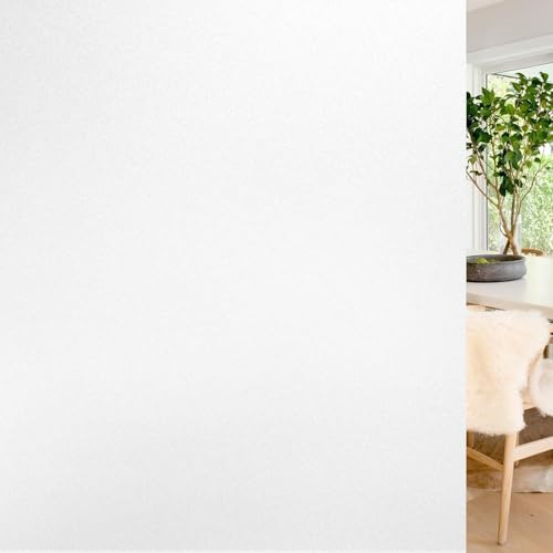 rabbitgoo Fensterfolie Blickdicht Milchglasfolie Klebefolie Weiß 30x300cm | Sichtschutz & Blickschutz von Außen, Selbsthaftend ohne Kleber, Milch- & Scheibenfolie für Badezimmer Bad Duschkabine Glastür