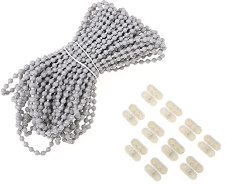 KONTONTY Mila Bead Button for Roller Blind Chain Cord Gray Beaded Ball Pull Chain for Vertical Curtains