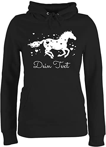 Pullover Damen Hoodie Frauen - Pferde - Pferd Dein Name Wunschtext Text - L - Schwarz - Geschenke reiten anpassen mädchen und personalisierte Frau zum pferden pferdemotiv Reiter personalisiert.