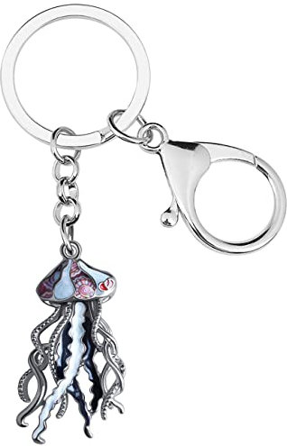DUOWEI Cute Quallen Schlüsselanhänger Jellyfish Schlüsselring Anhänger Meer Tiere Schmuck Geschenke Rucksack Auto Charms für Damen Mädchen (Schwarz)